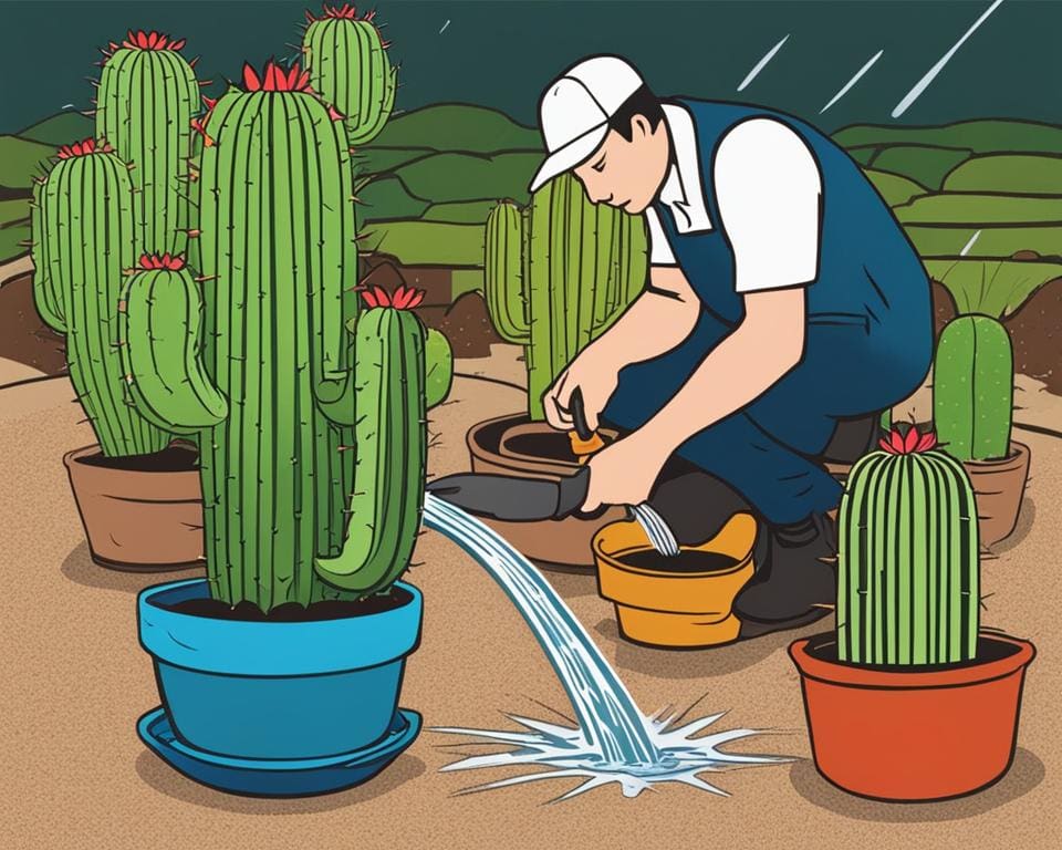water geven aan cactussen