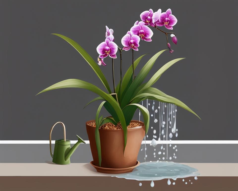 water geven aan orchidee