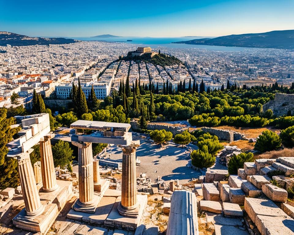 Geniet van het uitzicht vanaf de Acropolis, Athene, Griekenland