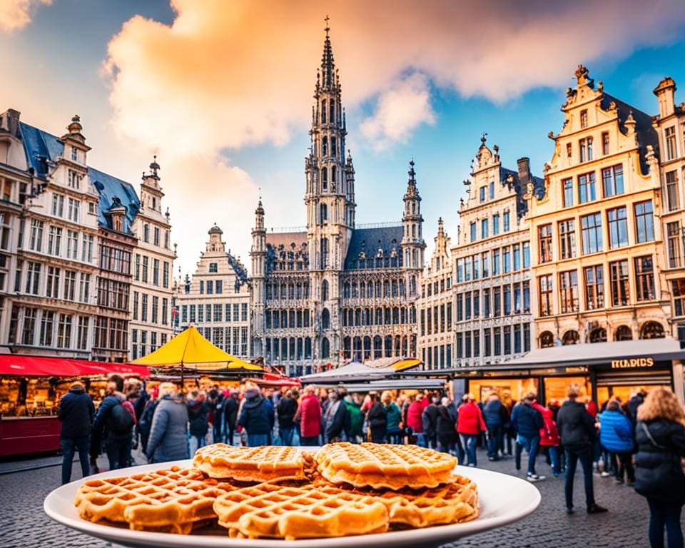 Proef echte Belgische wafels in Brussel, België