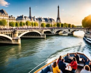 Maak een boottocht op de Seine door Parijs, Frankrijk, opnieuw