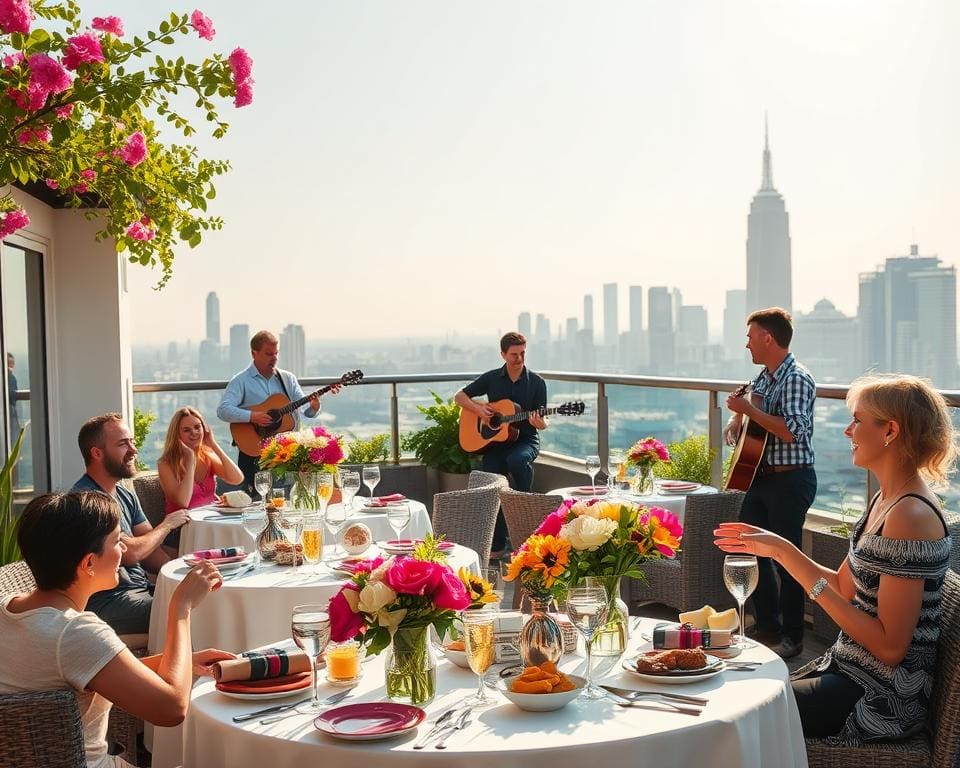 Geniet van een rooftop brunch met livemuziek