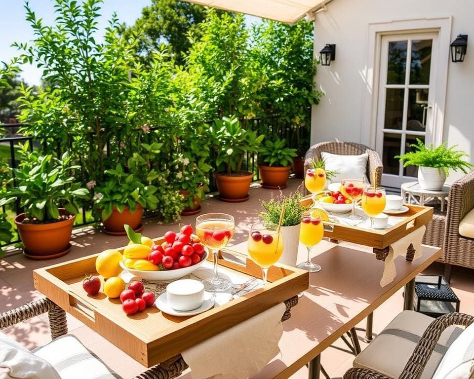 Handige dienbladen voor op het terras