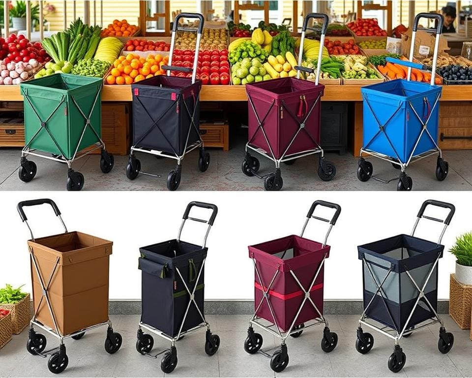 Handige opvouwbare trolleys voor boodschappen