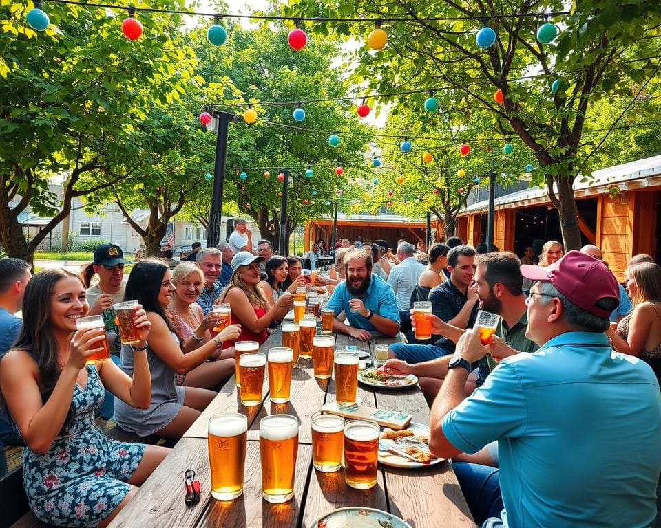 Geniet van een biertuin in de zomer met vrienden