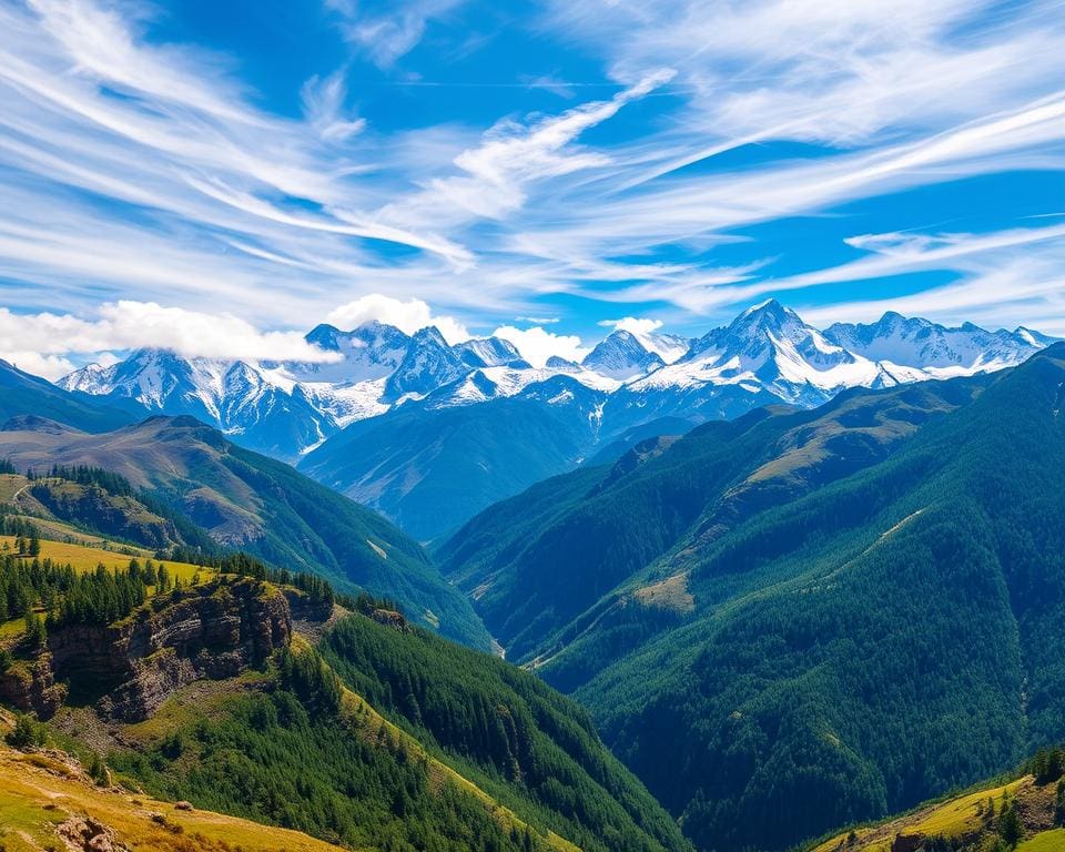 bergtoppen in de majestueuze bergen van de Andes