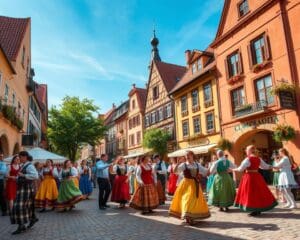 Bezoek een volksdansfestival in een historisch centrum