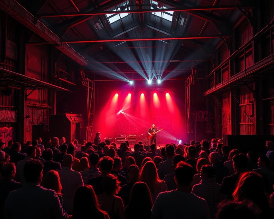 Ga naar een livemuziekavond in een verlaten fabriek