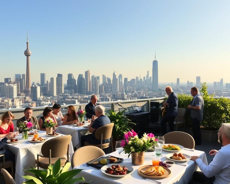 Probeer een brunch op een rooftop met live jazz