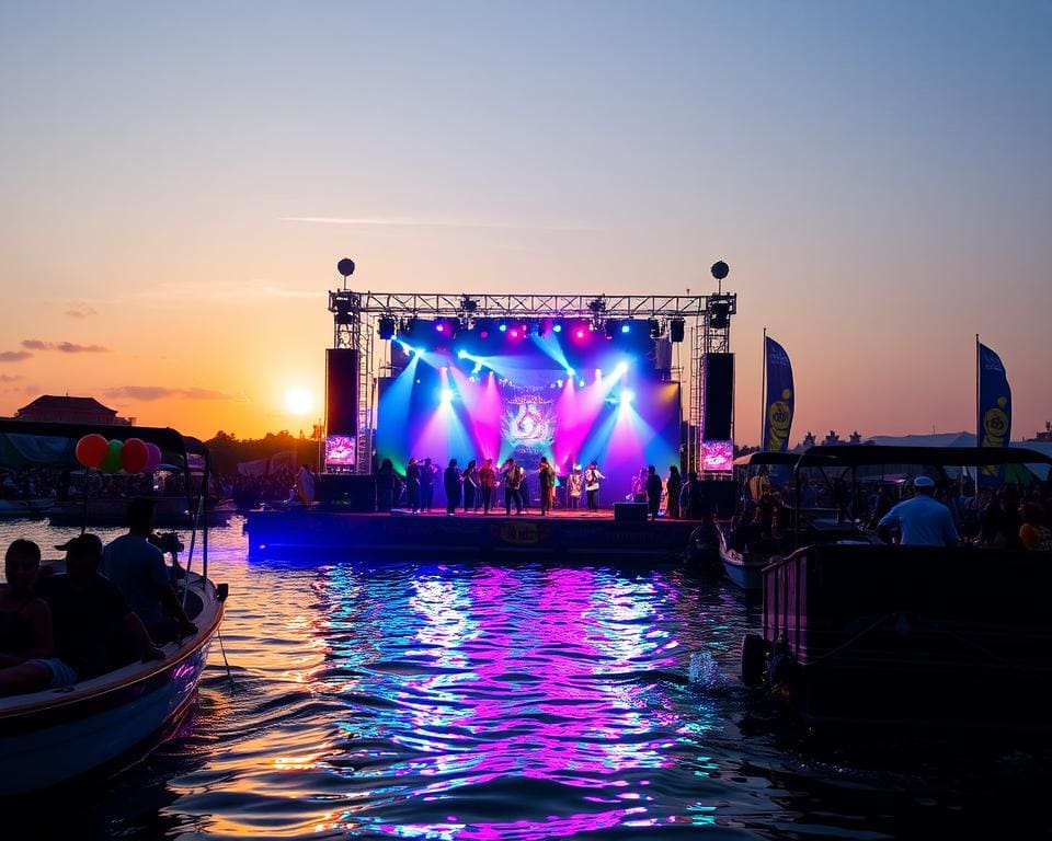 Bezoek een festival op een drijvend podium