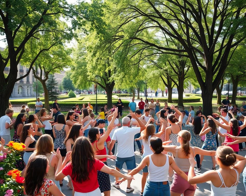 Ga naar een dansworkshop in een stadspark