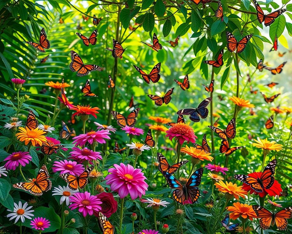 Vlindertuin met exotische vlinders