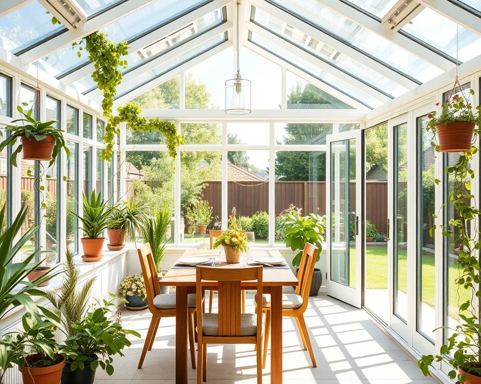 Hoe benut je een serre als eetkamer?