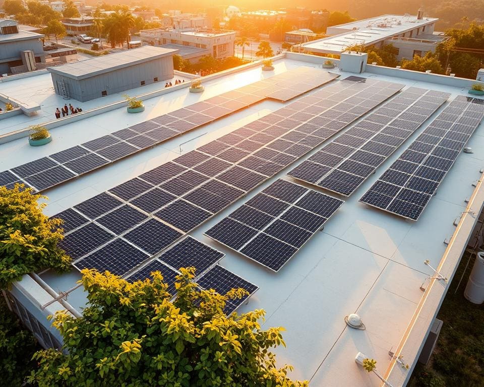 Zonnepanelen op een plat dak voor extra rendement