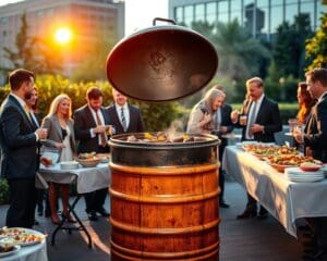 Hoe werkt een olievat barbecue tijdens een bedrijfsfeest?